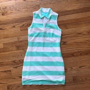 STS green and white sequin dress